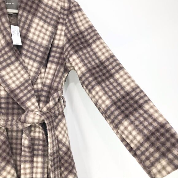 Maurices Brown Cream Plaid Drape Wrap Jacket NEW - Picture 11 of 16